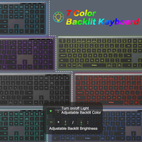 Kombo Keyboard dan Mouse Nirkabel dengan Lampu Latar Model Dual Keyboard dan Mouse Senyap Isi Ulang Set Keyboard & Mouse Slim Ukuran Penuh