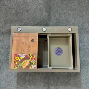 Évier de cuisine en acier inoxydable, épaisseur 3,0 mm, à poser sous le plan, surface brossée, facile à nettoyer, multifonctionnel - Product Image 3