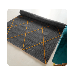 Qualité supérieure Gris et Jaune Diamant Design Tressé À La Main Moderne Rond Jute Tapis Imperméable Antidérapant Inde Tapis Ensembles - Product Image 4