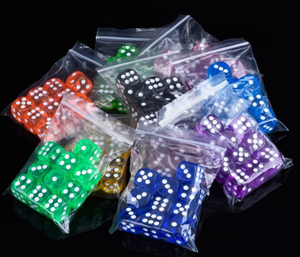 Juego de dados de resina transparente en blanco y negro de 16mm, 12, 14 y 16, D6, plástico acrílico personalizado, logotipo personalizado, juego de dados transparentes - Product Image 2