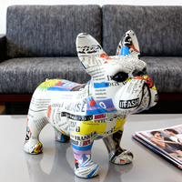 Figurine de chien pop art créative pour la maison, le bureau, le salon, artisanat pop art, bouledogue français coloré en résine, décoration d'intérieur