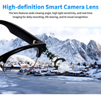 Lunettes IA avec batterie 240 mAh, photo 720P, commande vocale BT, 7h d'autonomie en veille, traduction en temps réel, Wi-Fi 6, chargement Type-C pour voyages internationaux