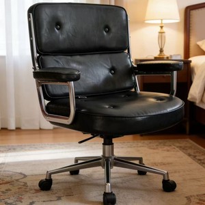 Achetez une chaise de bureau moderne de haute qualité en cuir synthétique confortable, chaise ergonomique pour la maison, chaise pivotante, chaises de bureau - Product Image 3