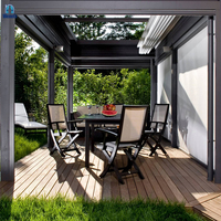 Pergola électrique en aluminium Auto rétractable, perchoir de toit avec écrans latéraux