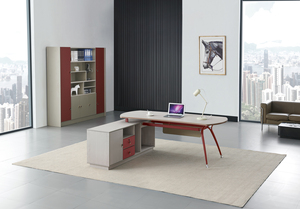 Hiện đại sang trọng phong hình chữ L văn phòng escritorio CEO văn phòng điều hành bàn với chân nhôm - Product Image 3