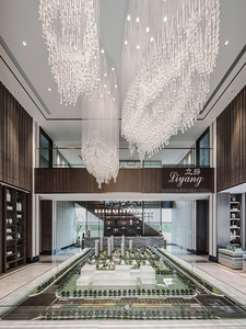 Lustre en bois de charbon de bois noir, long et moderne, luminaire décoratif de plafond, idéal pour un hôtel, un restaurant - Product Image 6