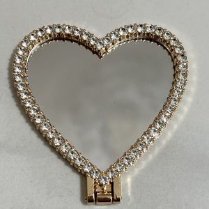 Soporte de Teléfono de Lujo con Diamantes y Espejo, 2 en 1, Plegable, con Forma de Corazón, Accesorios para Teléfono - Product Image 6