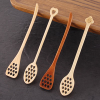 Cuchara de Madera para Miel BAMBUS Chic - Diseño Creativo de Panal Hueco, Agitador de Madera de Haya de Mango Largo para Servir Jarabes en Tarros
