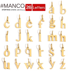 EManco - Colgante <span class=keywords><strong>con</strong></span> 26 Letras del Alfabeto Inglés, Accesorios de Joyería de Acero Inoxidable <span class=keywords><strong>con</strong></span> Baño de Oro, Dijes en Minúsculas para Hacer Collares - Product Image 3