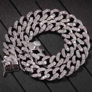 Cadena de eslabones cubanos para hombre y mujer, Gargantilla de 12mm con diamantes de Circonia cúbica, chapado en rodio dorado, joyería para hombre y mujer - Product Image 3