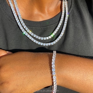 Chaîne de tennis en diamant moissanite de couleur D plaquée or blanc S925, bijoux hip-hop, certificats GRA, stock 2 mm, 3 mm, 4 mm, pour hommes - Product Image 2