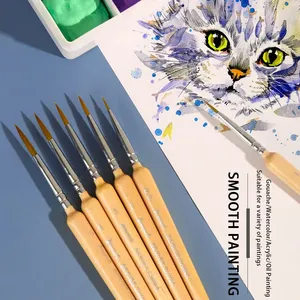 11 Modelos <span class=keywords><strong>de</strong></span> Pinceles <span class=keywords><strong>de</strong></span> Gancho con Mango <span class=keywords><strong>de</strong></span> Abedul para Acuarela, Óleo, Dibujo, <span class=keywords><strong>Pelo</strong></span> <span class=keywords><strong>de</strong></span> Comadreja Extra Fino y Suave, Pincel Pintado a Mano para Gouache y Pintura Acrílica - Product Image 5