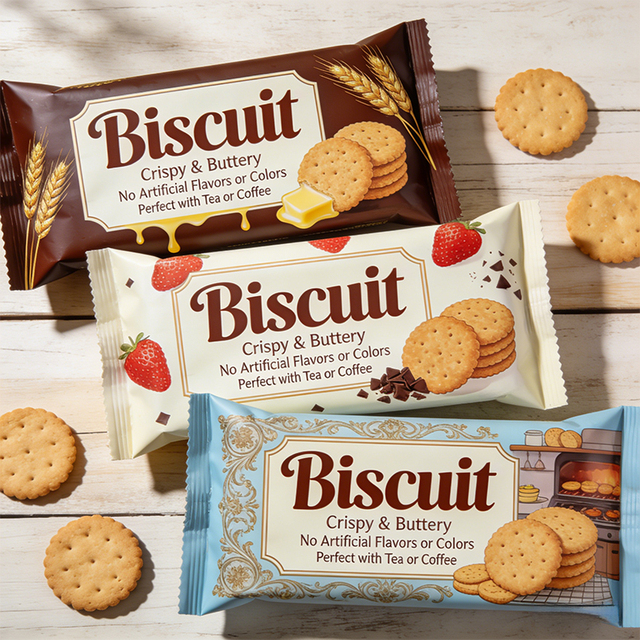 Customized Food Grade Heat Sealable Plastic Laminated Wrapper Candy Chocolate Bar Nougat Cookies Biscuits Packaging Bags