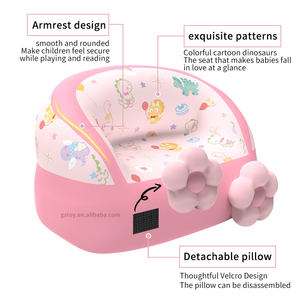 زهرة وردية صالة هوائية للأطفال نمط ديناصور التخييم نفخ أريكة وسادة قابلة للإزالة وسادة قابلة للنفخ للأطفال - Product Image 3