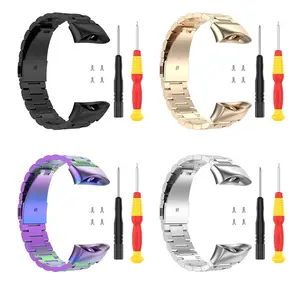 Pulsera inteligente de Metal de tres cuentas, correa de muñeca con herramientas para <span class=keywords><strong>Garmin</strong></span> <span class=keywords><strong>Forerunner</strong></span> <span class=keywords><strong>45</strong></span> 45S Swim 2, correa de <span class=keywords><strong>reloj</strong></span> de acero inoxidable - Product Image 1
