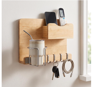 Étagère murale en bois personnalisée pour chevet, étagères flottantes pour lits superposés adolescents (filles et garçons) avec porte-gobelet flexible, organisateur d'accessoires de chambre - Product Image 4