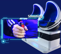 Simulateur de course et de tir 9D VR à 2 places, chaise œuf en fibre de verre, équipement de jeu pour centre commercial intérieur