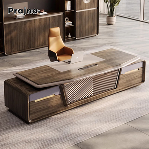 เฟอร์นิเจอร์สำนักงานรูปทรง CEO L หรูหราทันสมัยโต๊ะไม้สำหรับเจ้านายโต๊ะสำนักงานชุดโต๊ะทำงานผู้บริหาร - Product Image 3