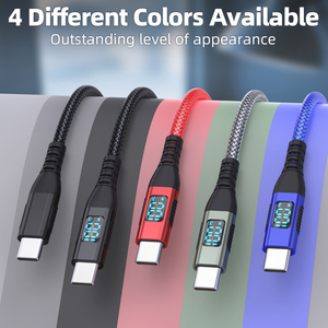 Tùy chỉnh nylon bện LED hiển thị kỹ thuật số USB Loại C để loại C 60W 100W điện thoại di động nhanh Charing Cáp dữ liệu - Product Image 6