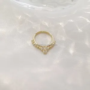 AU585 anelli di naso in zircone in oro massiccio 14k gioielli per il corpo delle donne gioielli raffinati Design personalizzato gioielli popolari all'ingrosso