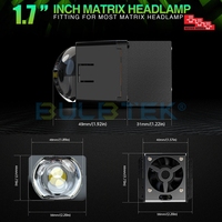 BULBTEK MO17C 12V 1.7 pouces ventilateur simple faisceau haut forme ronde 6000K 6500K Mini LED MODULE MATRICE phare rénovation projecteur lentille