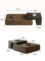 Table basse moderne en bois massif avec tiroirs de rangement, pliable, écologique, multifonctionnelle pour le salon, meubles de maison