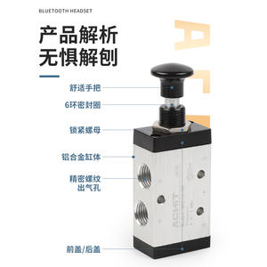 Vanne directionnelle à poussée-tirage contrôlée par cylindre pneumatique 3R210-06 Interrupteur manuel avec connecteur rapide 4R210-08 Vanne de tirage - Product Image 4