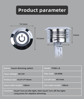 Interrupteur Tactile Dissimulé à Gradation DC12V de Haute Qualité 5A 60W IP22 en ABS Intelligent pour Éclairage LED de Meubles