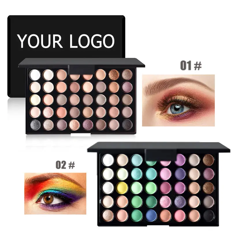 مجموعة ألوان ظلال العيون, 40 لون ظلال العيون العلامة التجارية الخاصة عالية الصباغ منخفضة الحد الأدنى للطلب شعار مخصص العين يشكلون مع صندوق بلاستيكي
