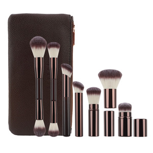 HMU vente en gros Logo personnalisé Maquillage professionnel <span class=keywords><strong>brun</strong></span> café couleur végétalien sans cruauté synthétique 7 pièces ensemble de pinceaux de maquillage - Product Image 1