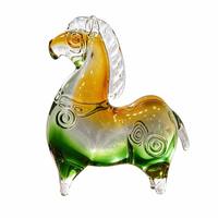 Figurine de cheval en verre Liuli chinois traditionnel fait main, élégante, en cristal, sculpture de cheval Tang, 15x19cm, collection, vente en gros
