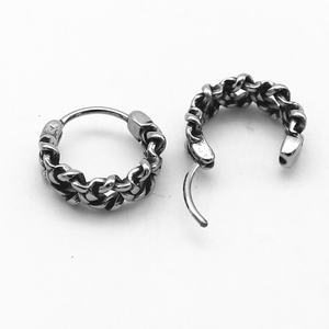 Pendientes de Aro Huggie Personalizados para Hombre, Acero Inoxidable 316L, Impermeables, Hipoalergénicos, Cadena Cubana, Estilo Vintage Industrial Punk, Regalo - Product Image 2