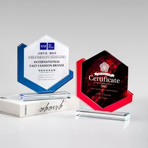 Custom Blank Trophy Clear K9 Crystal Glass Creative Design Color Souvenir Gift Trophy Award With Base For Souvenir Sport Events
