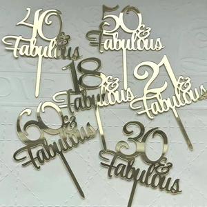 Décorations de gâteau réutilisables en acrylique doré <span class=keywords><strong>pour</strong></span> 30e <span class=keywords><strong>anniversaire</strong></span>, fournitures de décoration de gâteau - Product Image 1