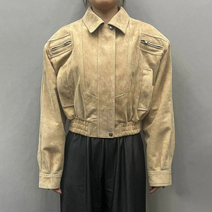 <span class=keywords><strong>Giacca</strong></span> Bomber Corta da <span class=keywords><strong>Donna</strong></span> di Tendenza in <span class=keywords><strong>Vera</strong></span> <span class=keywords><strong>Pelle</strong></span> Scamosciata con Orlo Aderente - Product Image 2