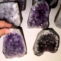 Vente en gros de grappes de drusy d'améthyste naturelle, spécimens de géodes de cristal à base taillée, quartz poli multicolore, pour la décoration intérieure DIY