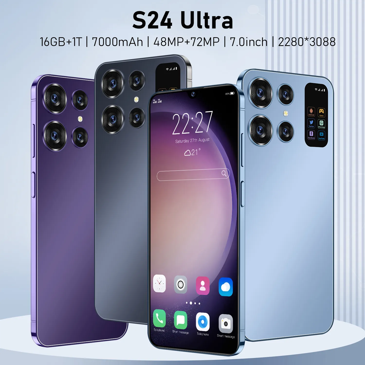 Cep telefonu x8 ultras artı 4g için telefon android zoom objektifi