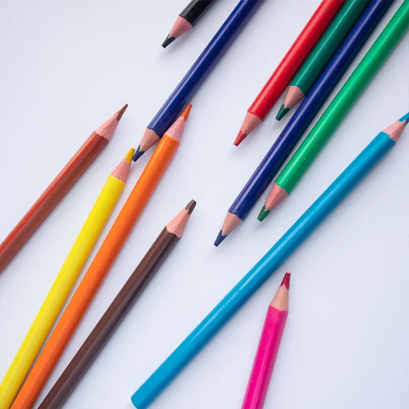 Juego de lápices de colores de dibujo para niños, lápices de plástico sin madera para artistas, venta al por mayor