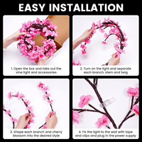 Nouvelles guirlandes lumineuses en forme de branche de cerisier, flexibles, pour Noël, Navidad, jardin, maison, mur, décorations lumineuses