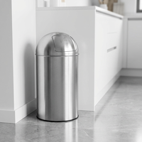 Poubelle à ouverture par pression en acier inoxydable de 13 gallons pour usage commercial extérieur, hôtel, espace public