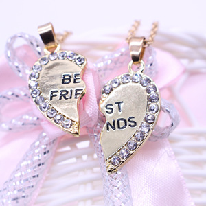 Meilleur ami <span class=keywords><strong>potins</strong></span> pendentif 2 pièces ensemble plaqué rhodium Couple collier bijoux de mode cadeau pour hommes femmes célébrant l'amitié - Product Image 5