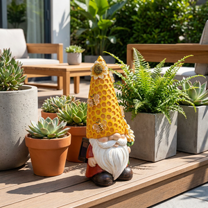 Statue de gnome de jardin solaire en résine Funny <span class=keywords><strong>Life</strong></span> de 8,26 pouces avec chapeau en nid d'abeille, accents tournesol et abeille pour la décoration de pelouse, patio et jardin - Product Image 6