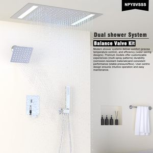 Sistema <span class=keywords><strong>Doccia</strong></span> a Pioggia 14x20 Pollici con Montaggio a Soffitto, Soffione LED, Soffione a Parete da 6 Pollici, <span class=keywords><strong>Doccia</strong></span> <span class=keywords><strong>Termostatica</strong></span> a Mano, Bilanciamento Pressione a 3 Vie - Product Image 2