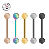 Freya Unisex 14G Stainless Steel Matte Industrial Barbell External Thread Tongue Stud Body Piercing Fashion Piercing Jewelry.