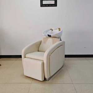 Fauteuil de lavage moderne DAOMENG pour salon de coiffure, en cuir PU, avec bac en céramique et structure en acier inoxydable haute densité - Product Image 4