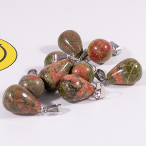 Naturelles Semi-précieuses <span class=keywords><strong>Unakite</strong></span> Goutte D'eau Pendentif Collier Pierres Précieuses <span class=keywords><strong>Perles</strong></span> De Cristal Collier - Product Image 1