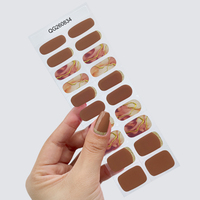 Autocollants pour ongles en gel brun pailleté sans UV, vente en gros OEM, autocollants pour ongles en métal gaufré de haute qualité personnalisés pour la décoration des ongles
