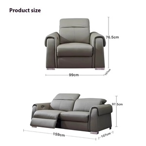 Fauteuil inclinable moderne en cuir italien, première couche de cuir de vachette, combinaison intelligente et fonctionnelle pour petit salon/appartement RU2112 Authentique - Product Image 4