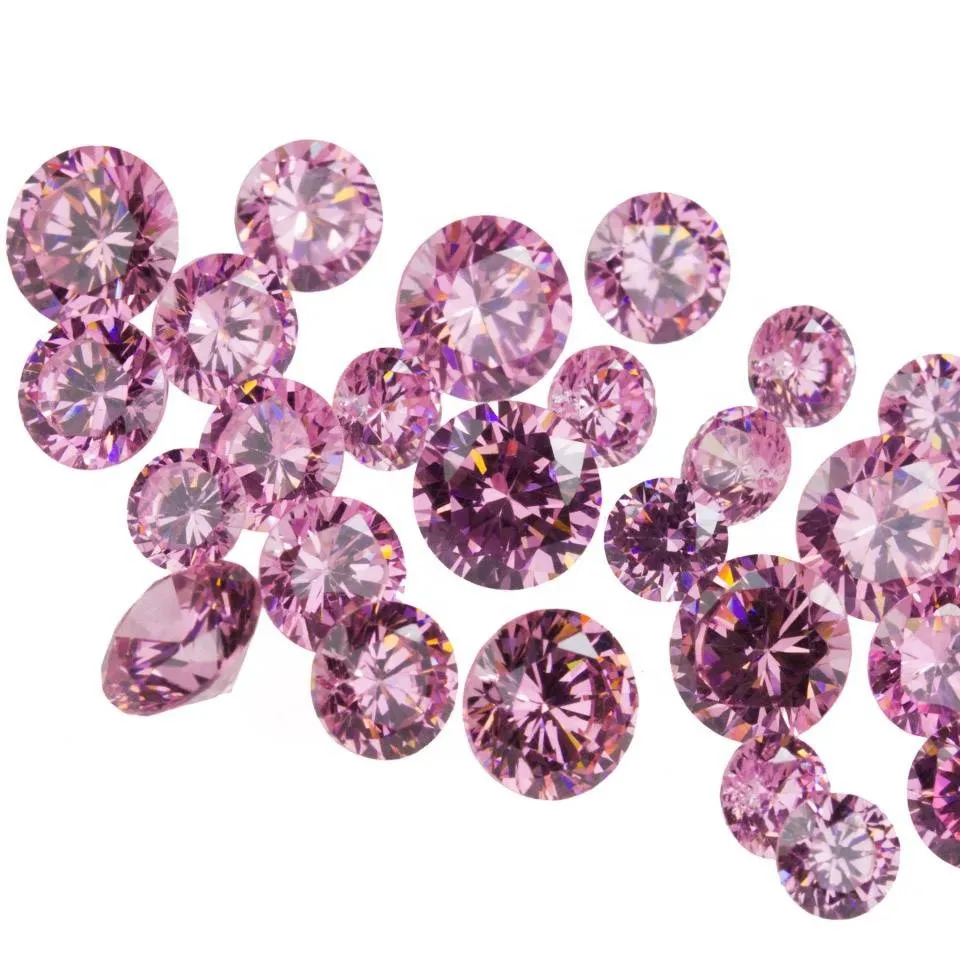 Top qualidade de 1.0-3.0mm rosa gems atacado preço, solto cz cor rosa redonda solto zircônia cúbica l usado para jóias inposição