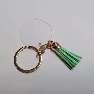 קפיצת טבעות מחזיקי מפתחות Suppliers-מותאם אישית לייזר לחתוך עגול ברור אקריליק Keychain ציצית מעגל אקריליק ריק Keychain
